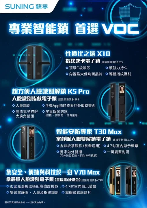 【香港蘇寧|全屋防盜專業智能鎖🔥首選VOC🛡】 成日唔記得帶鎖匙,又驚無人喺屋企唔安全,立即到蘇寧門市選購VOC專業智能鎖!