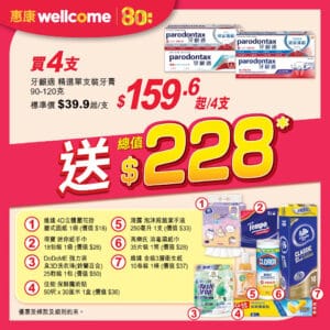 【惠康】買4支牙齦適牙膏 即送總值$228禮品（即日起至06/11）