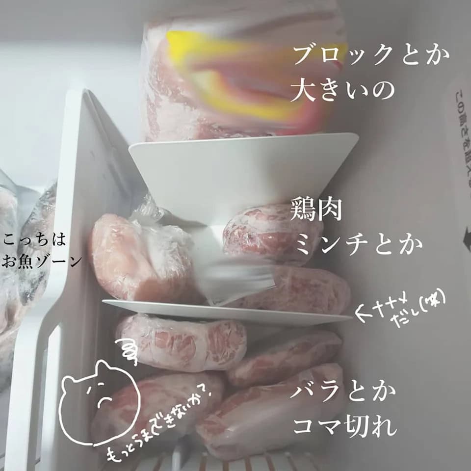 書擋放於雪櫃中作分類,快速找到各類食材