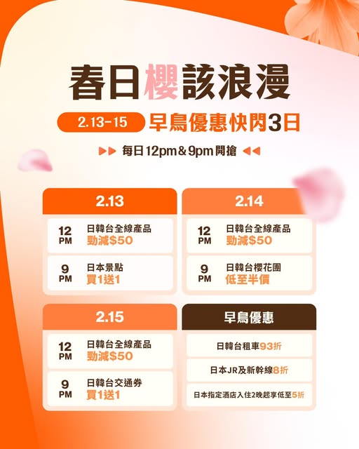 Klook 櫻花季優惠