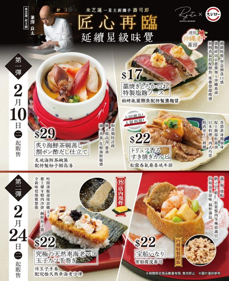 【壽司郎】聯乘米芝蓮一星主廚 松露香氣壽喜燒牛排 $22(10/02起)