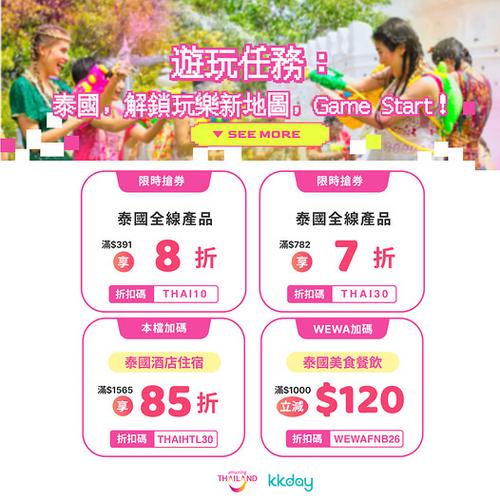 KKday泰國全線產品限時激減 瘋搶7折神券及酒店85折優惠